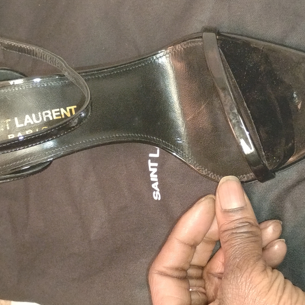 Saint Laurent Black Patent Leather Stiletto Heels - Picture 6 of 16